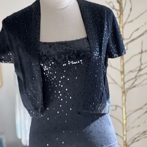 BCBG black sequin twin set